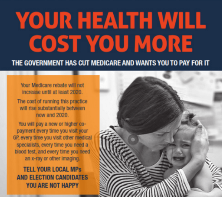 The AMA’s No Medicare Freeze campaign poster.