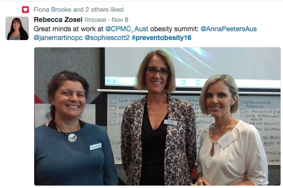 Anna Peeters, Jane Martin and Sophie Scott, talking #PreventObesity16