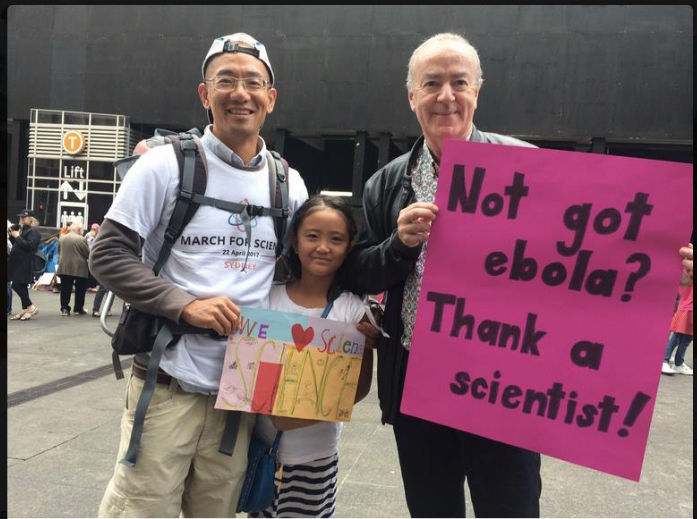 Professor Simon Chapman and fellow marchers for science. Photo credit: Nicky Phillips, @NickyPhilSci