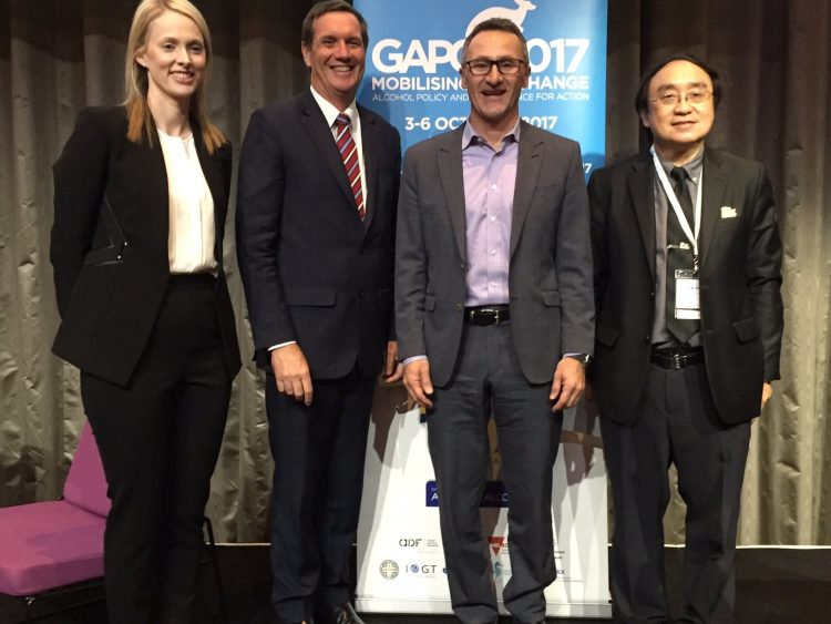 L to R: Dr Bronwyn King, Dr Anthony Lynham, Senator Richard Di Natale, and Dr Supreda Adulyanon, CEO of the Thai Health Promotion Foundation