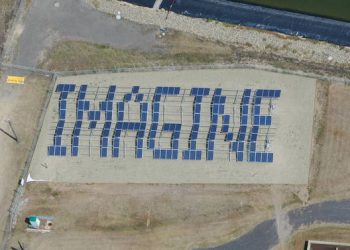 Tathra Community Solar Farm, designed to spell out the word 'Imagine'. Photo used with permission from Clean Energy for Eternity, Tathra.