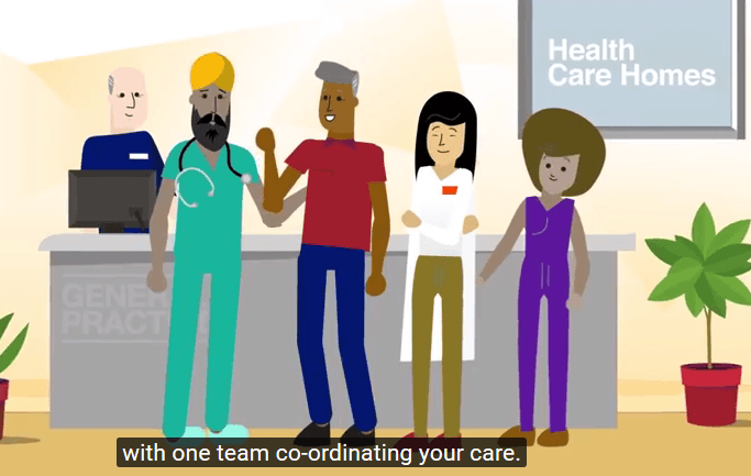 Still image from a Health Care Homes promotion video (2018), available at https://www.youtube.com/watch?v=1hV7NBT0pIY