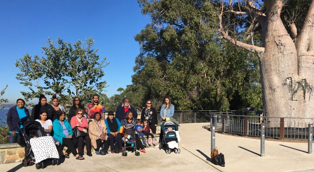 Photo supplied: the National Empowerment Project's Cultural Social and Emotional Wellbeing Program's recent cultural day with the Kwinana participants, held at Kings Park and Yagan Square in Perth