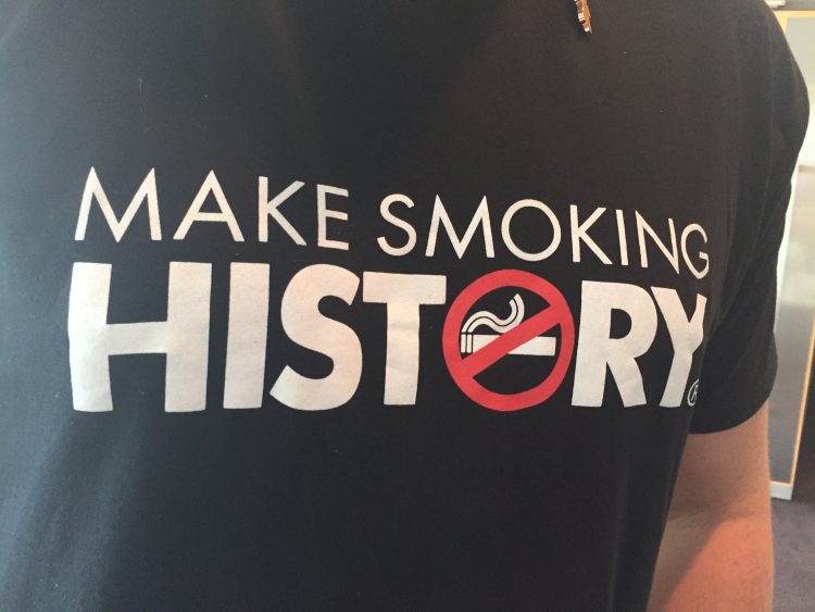 Campaign T-shirt worn by a delegate at the Oceania Tobacco Control Conference in Perth in 2015