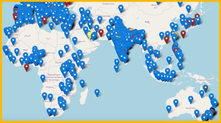 Mapping Fridays For Future events for a global day of climate action on 25 September