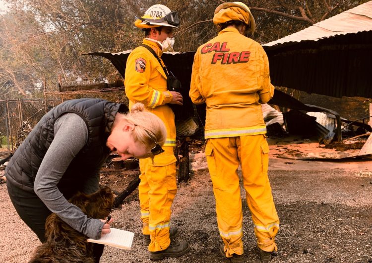 On fire duty: United States journalist Lizzie Johnson. Photo credit: Jessica Christian