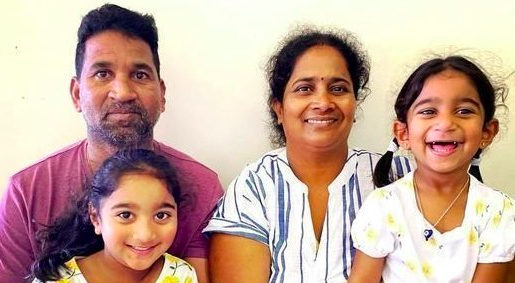 Tamil asylum seekers Priya and Nades Murugappan and their Australian-born daughters Tharnicaa and Kopika. Photo provided by friends of the family.