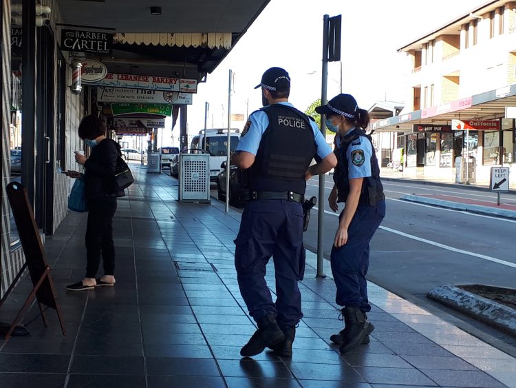 Police are patrolling the streets of Sydney's LGAs of concern. Photo by Cate Carrigan