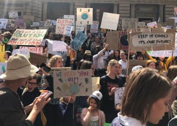 One of the vetoed grants would have researched the mass mobilisation of school students in climate change protests. Photo by Melissa Sweet at a rally in Narrm/Melbourne in March 2019.