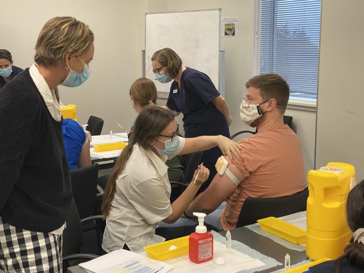 Sydney University pharmacy students at a vaccination training session. Image credit: Supplied