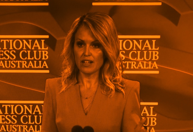 Jennifer Robinson at the National Press Club, Canberra 19 October 2022. Photo: screenshot from ABCTV.