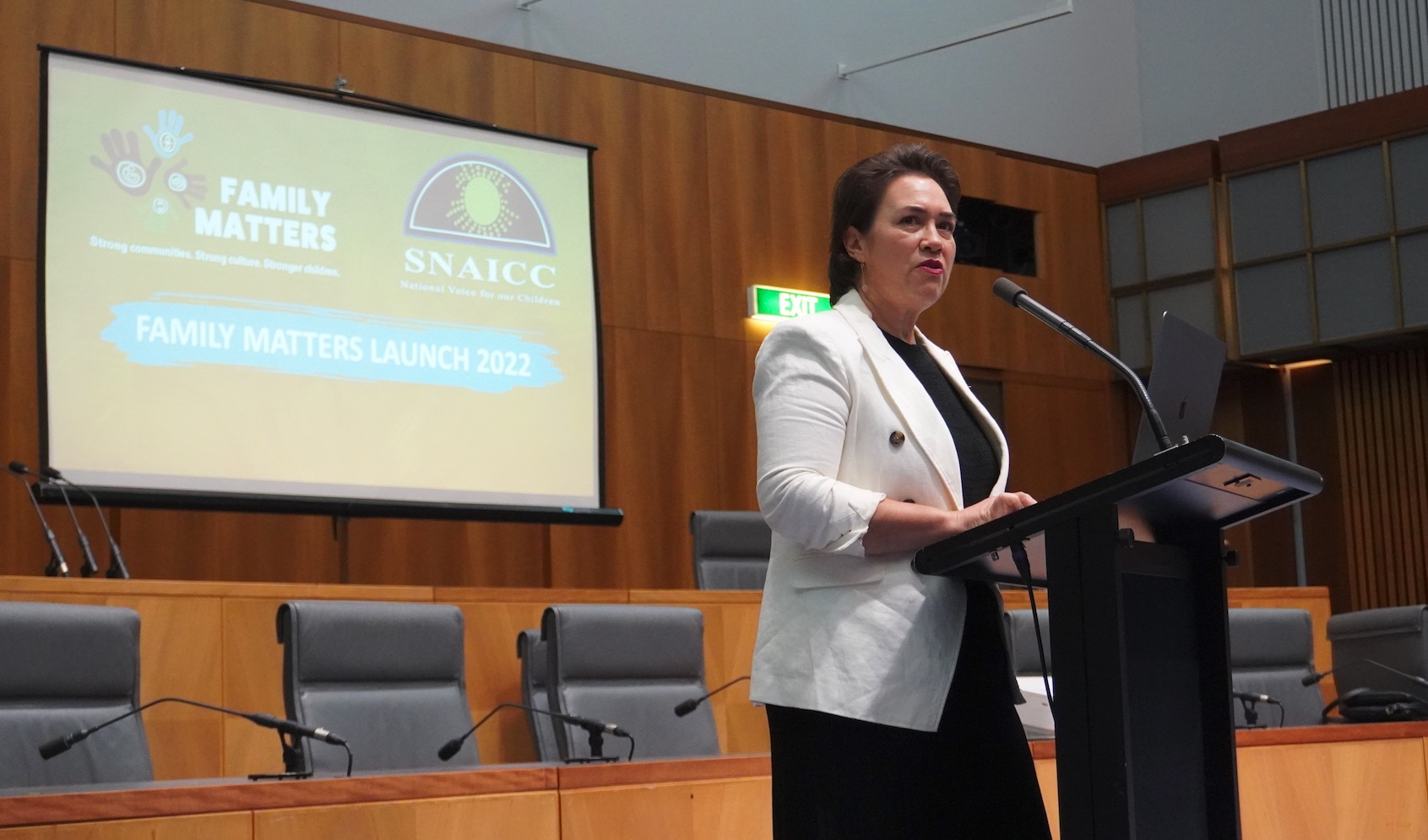 Catherine Liddle, CEO of SNAICC and co-chair Family Matters, at the report launch. Photo supplied