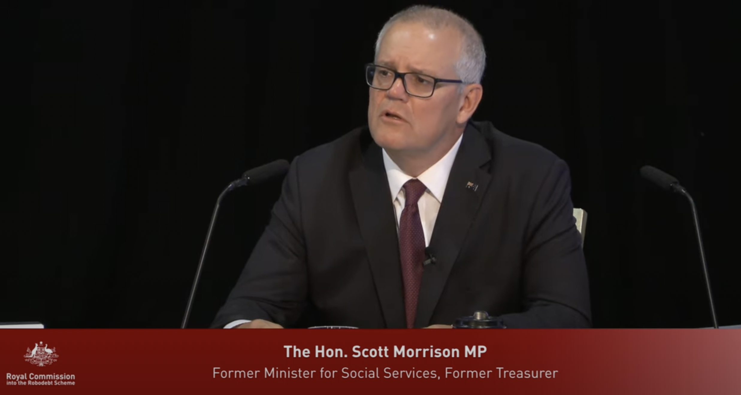 Screenshot of former Prime Minister Scott Morrison appearing before the Robodebt Royal Commission on 14 December 2022
