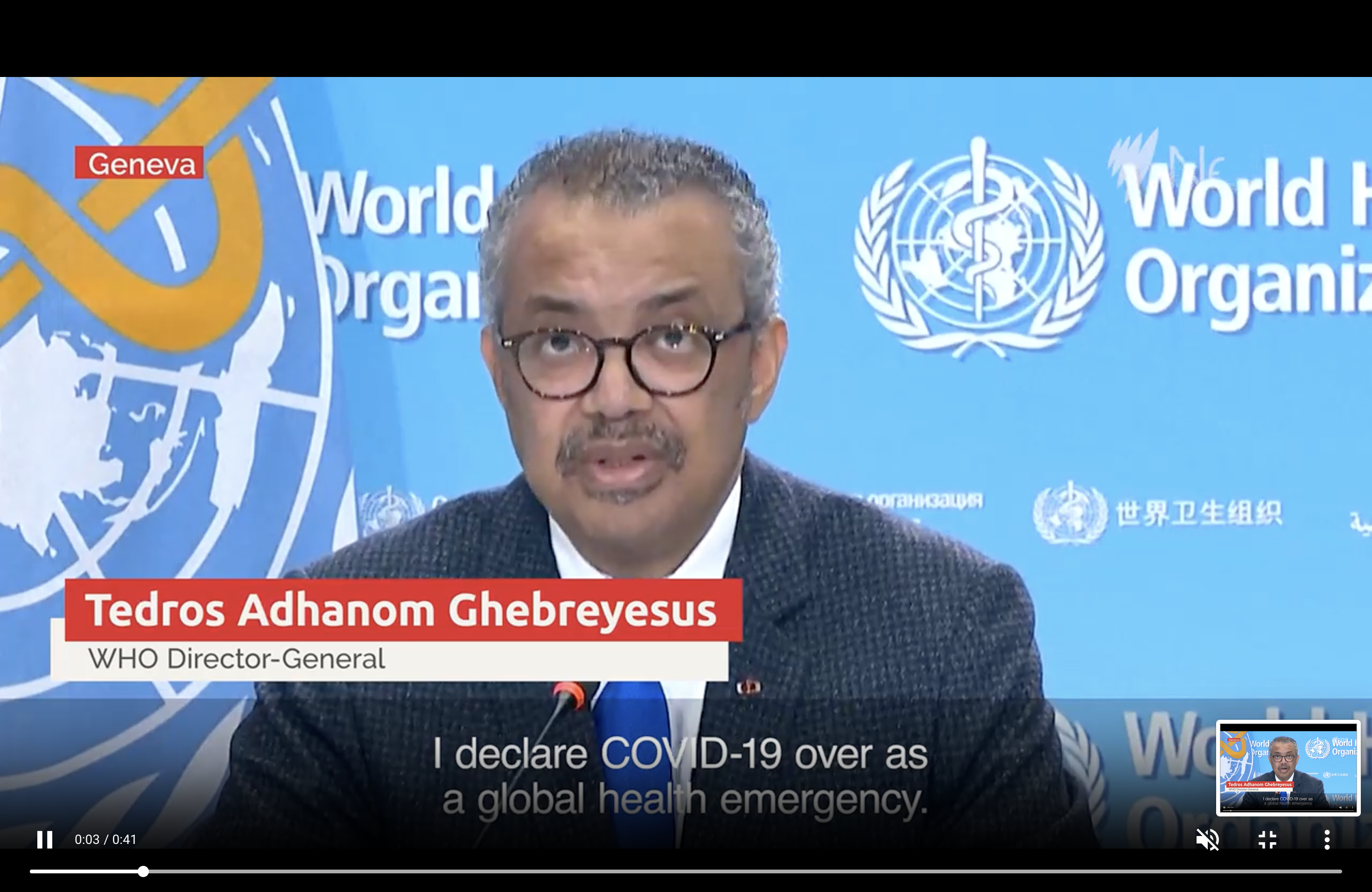 Screenshot: SBS News, WHO Director-General Dr Tedros Adhanom Ghebreyesus