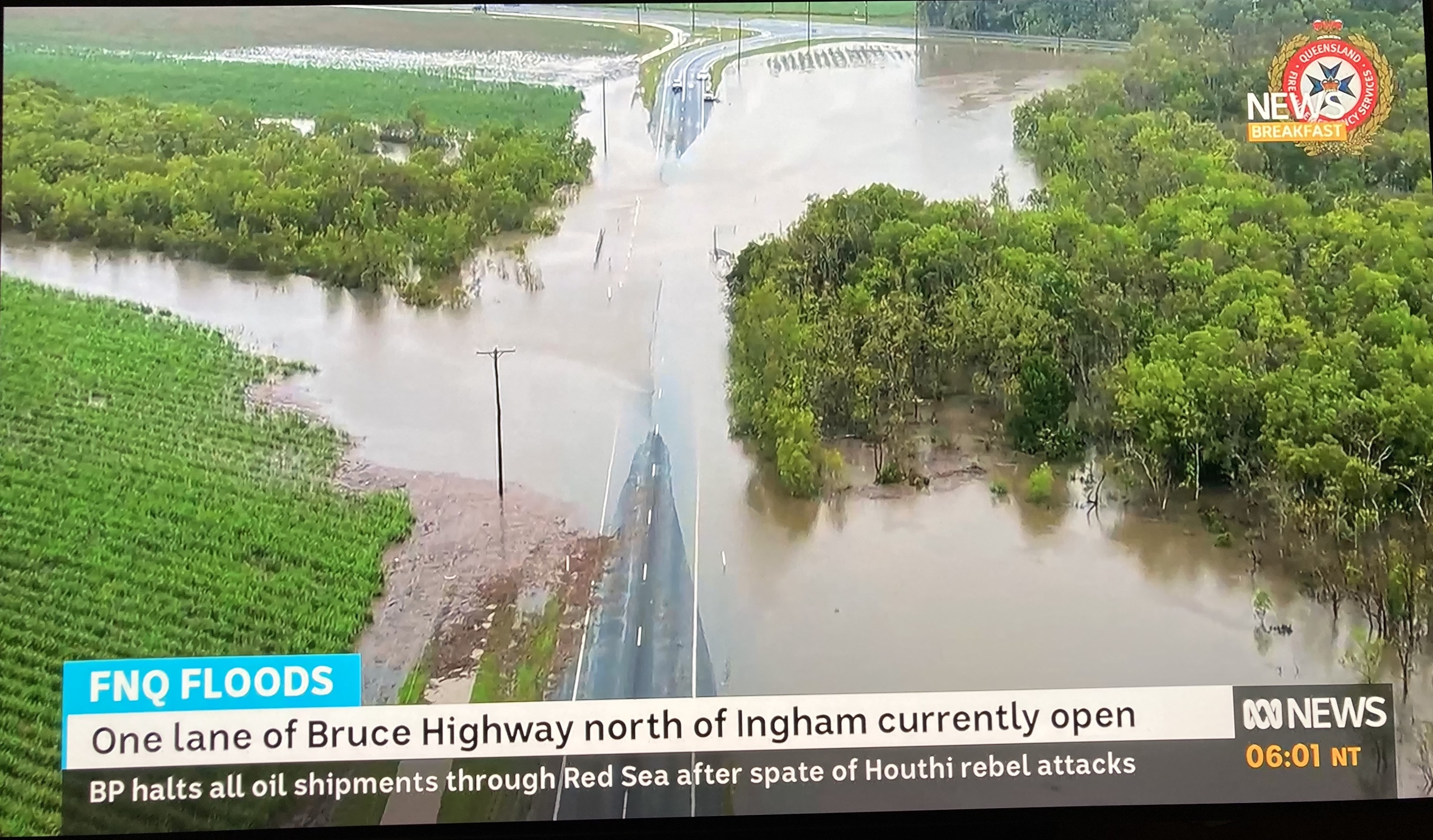 Floods in Far North Queensland. Photo by author, via ABC TV